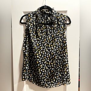 White House Black Market Sleeveless Polka Dot Blouse